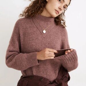 Madewell Dillon Mockneck Pullover Sweater - Heather loganberry